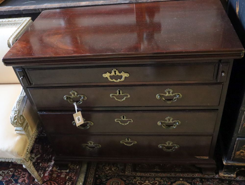 A George III style mahogany batchelors chest, incorporating old timber, width 78cm depth 45cm height 76cm